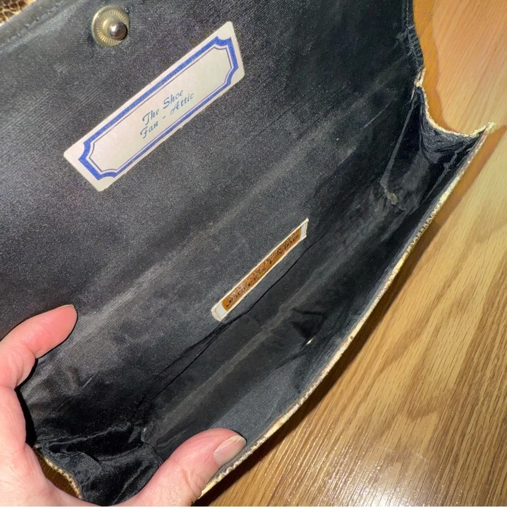 Vintage‎ Jacques Levine Snakeskin Bow Clutch Hand Bag Made in the Philippines